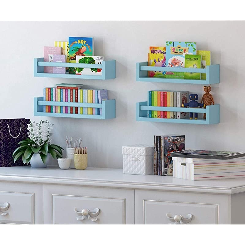 Utah Set of 2 Multi-use Wood Kitchen Wall Shelf Black Spice Rack Also Good For Nursery Wall Shelf