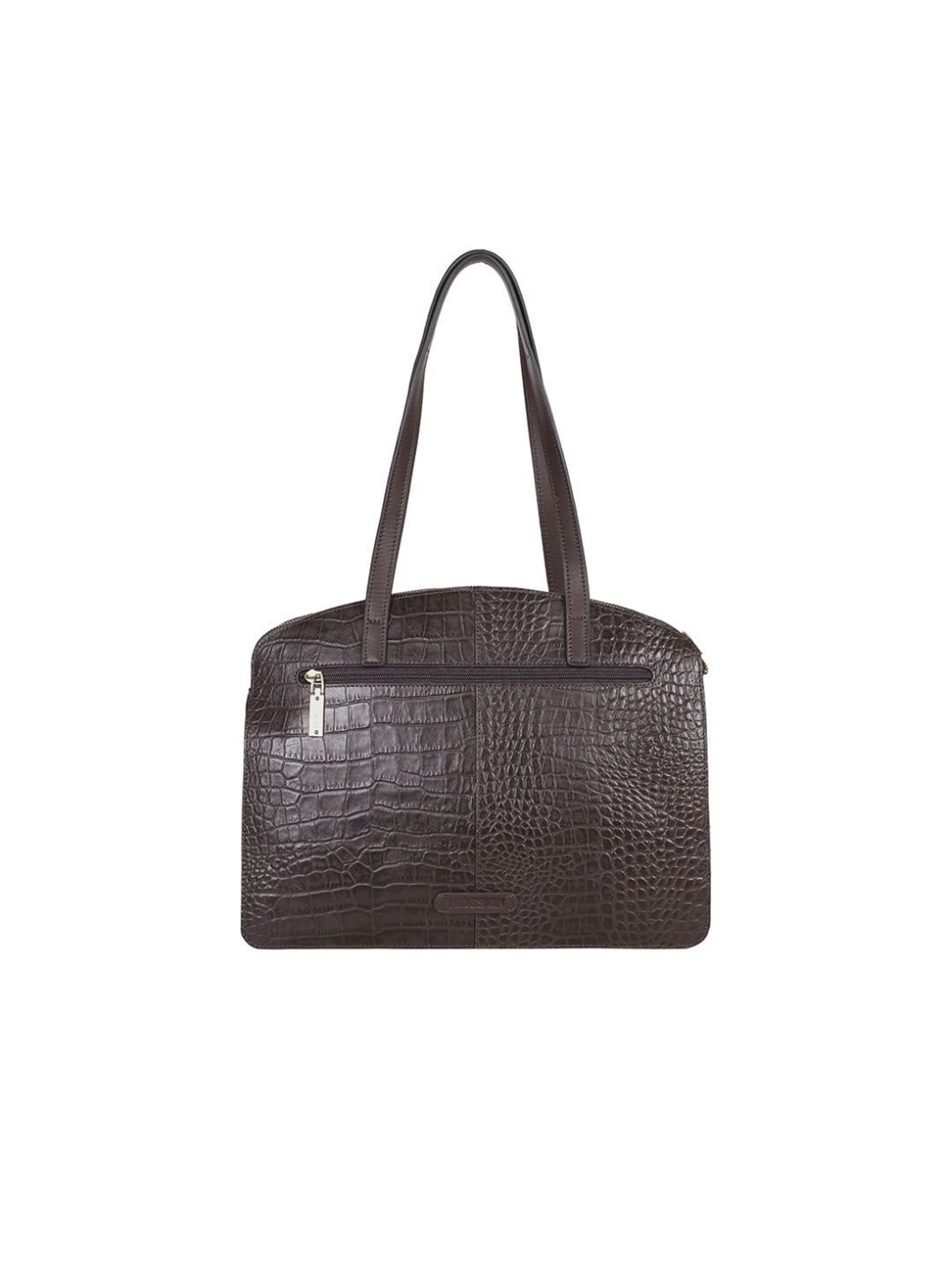 Hidesign Freedom Brown Textured Medium Tote Handbag With Pouch