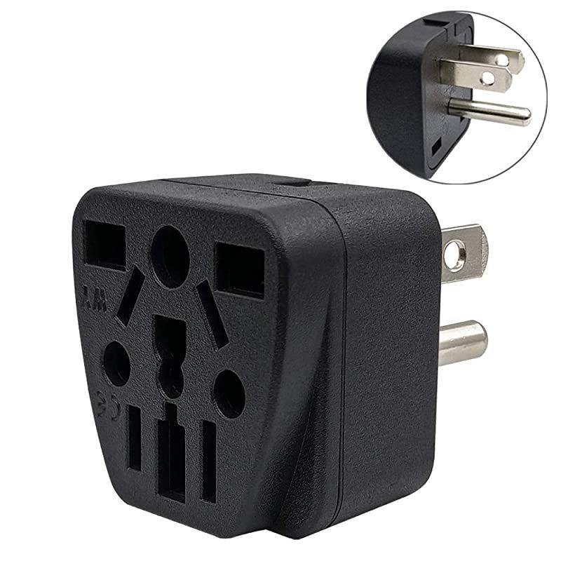 Travel Plug Adapter EUUKAUinCNJPAsiaItalyBrazil to A Type B 3 Prong Grounded A Wall Plug International Mini Travel Adapter and Converter Wall Outlet Power Charger Converter Black