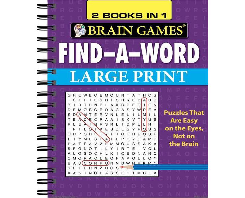 Brain Games - 2 Books in 1 - Find-A-Word - Large Print (Spiral Bound)