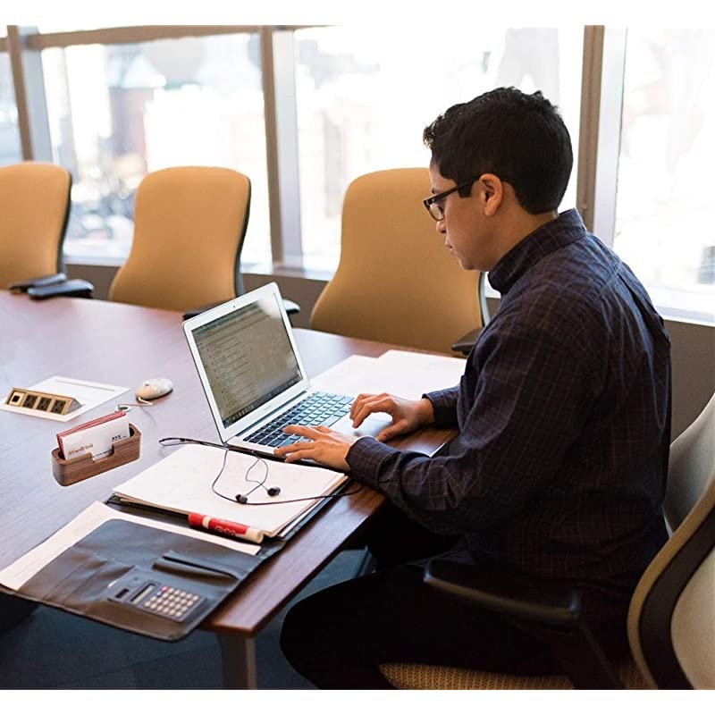 3Pack Walnut Wood Business Card Holder for Desk Wooden Business Card Organizer Case Stand