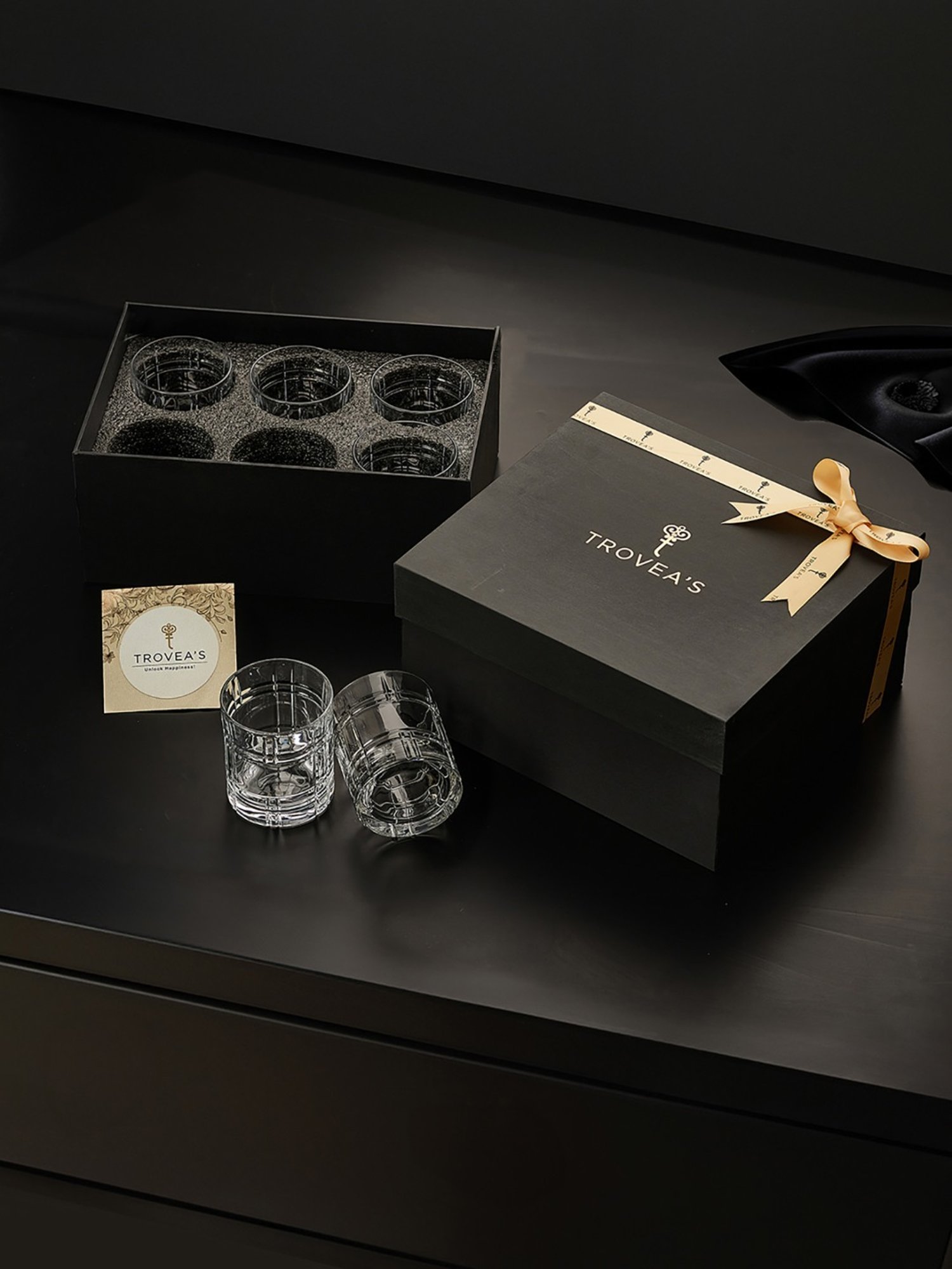 Trovea's Luxury Crystal Old Fashioned Transparent Glass Whiskey Glass - Set of 6