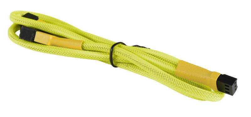 Green Sleeved 3-Pin Fan Cable Y Splitter Extension with Black Connectors (12" Length)