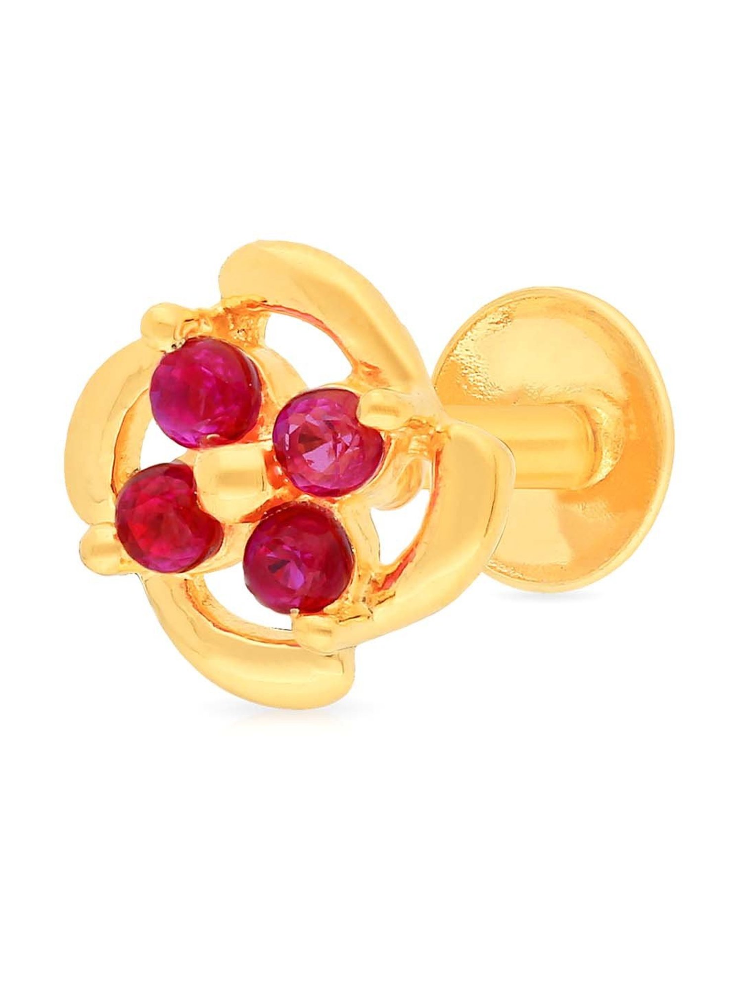 Malabar Gold and Diamonds 22k Gold Floral Nosepin for Women