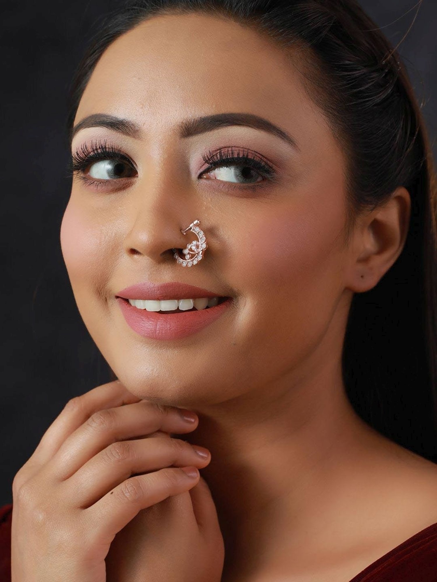 Priyaasi Floral Rose Gold Nose Ring