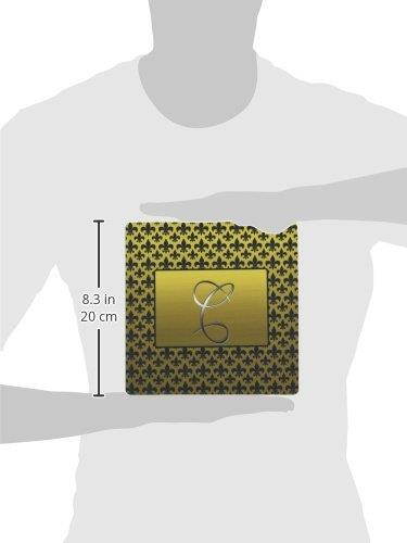 3dRose LLC 8 X 8 X 0.25 Inches Mouse Pad, Elegant Letter C Embossed Gold Frame in Black Fleur-De-Lis Pattern on Gold Background (mp_36081_1)
