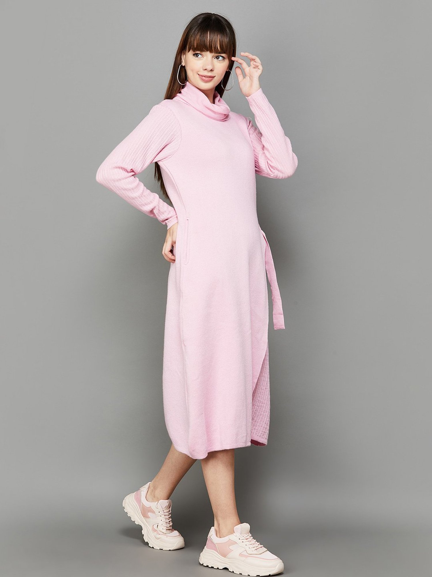 Colour Me by Melange Rose Pink Striped A-Line Dress