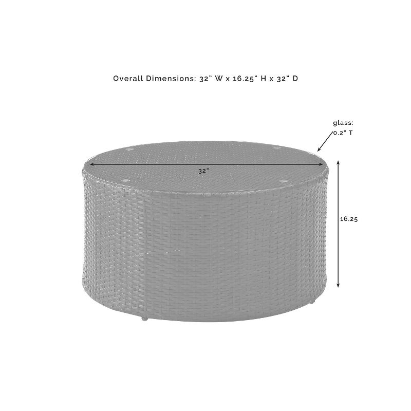 Catalina Outdoor Wicker Round Coffee Table - Gray - Crosley