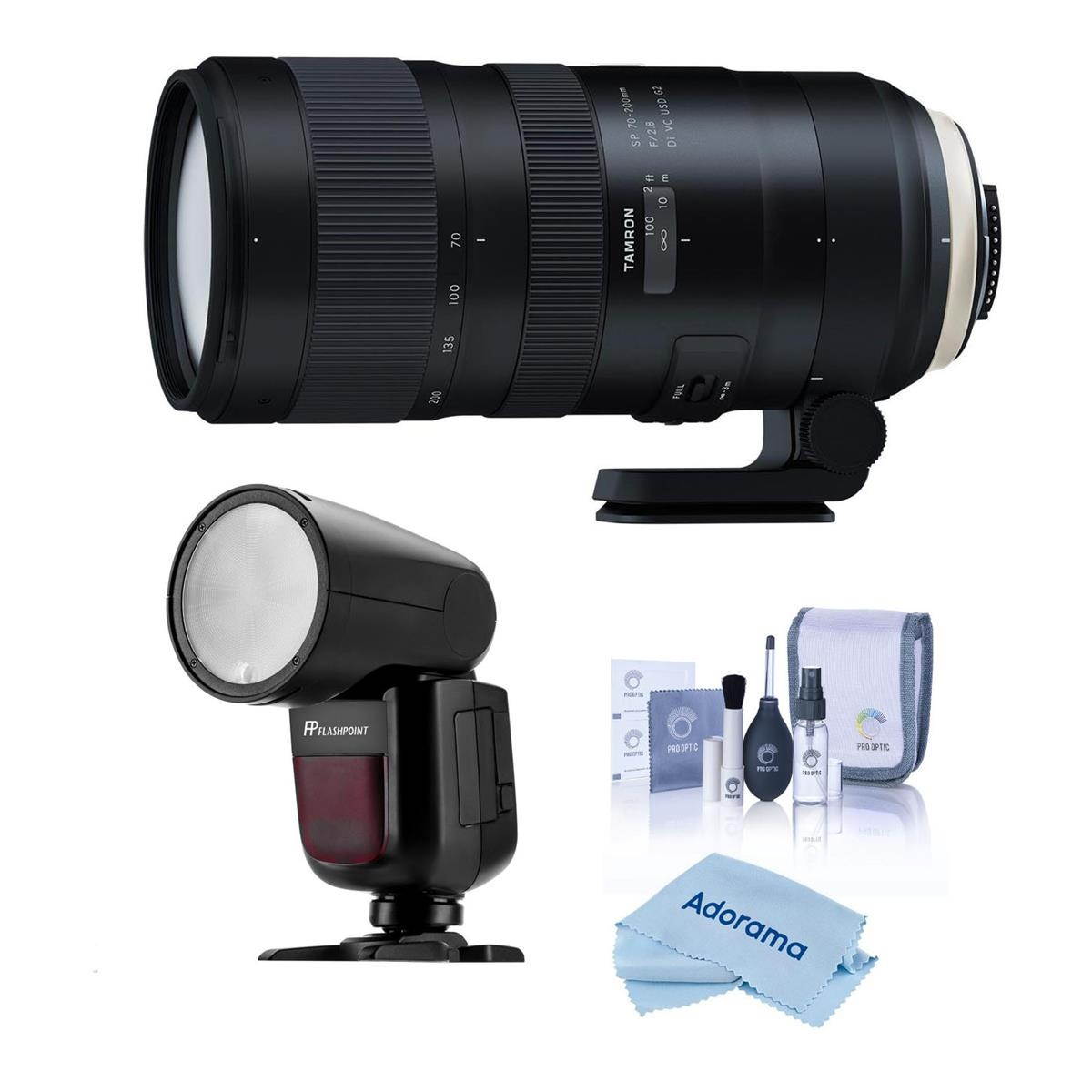 Tamron SP 70-200mm f/2.8 Di VC USD G2 Lens for Nikon F,  with Flashpoint X R2