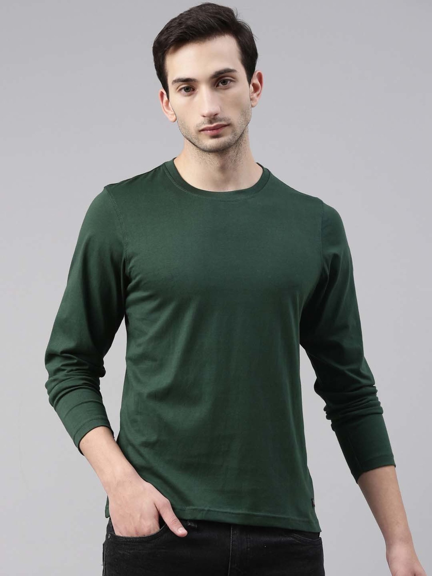 Bushirt Dark Green Cotton Crew T-Shirt