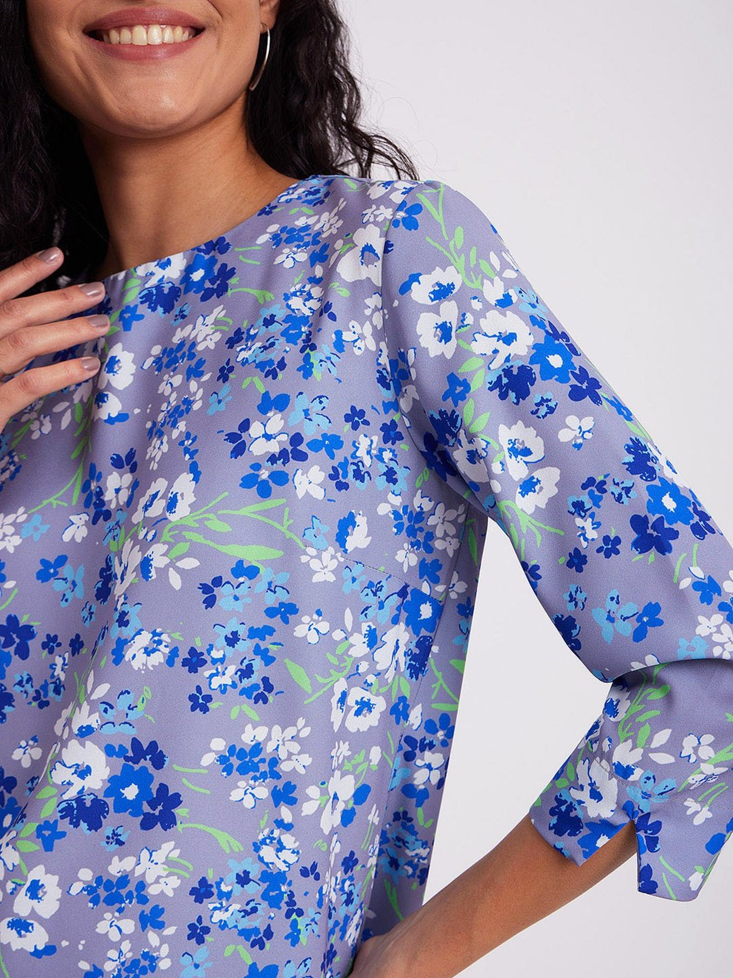 Fablestreet Blue Floral Print Top
