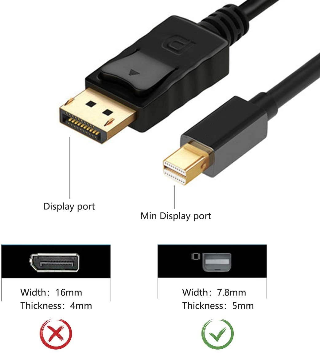Mini Displayport to HDMI/DVI/VGA Adapter Converter Cable, 3-in-1 Mini DP Displayport Adapter, Support 4K x 2K Resolution for HDMI Port(Male to Female)
