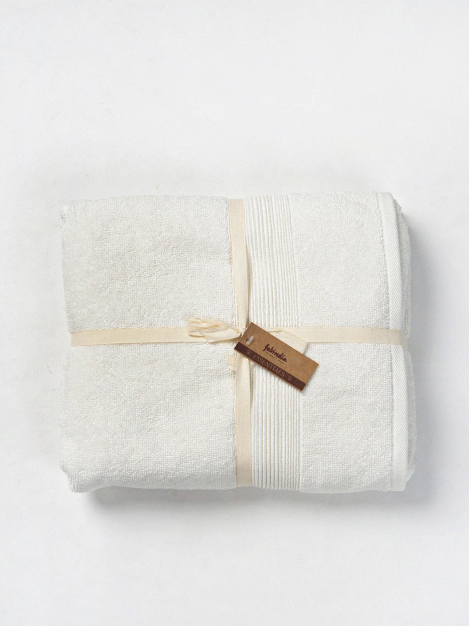 Fabindia Home Sancha White Cotton Bath Towel