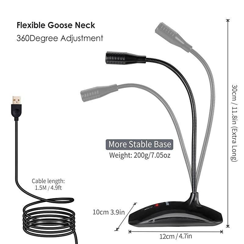 Microphone for Computer PlugampPlay Recording Microphone with Mute Button Compatible with PC Laptop Mac ps4 Ideal for YouTubeSkypeGamingPodcast15m 5ft