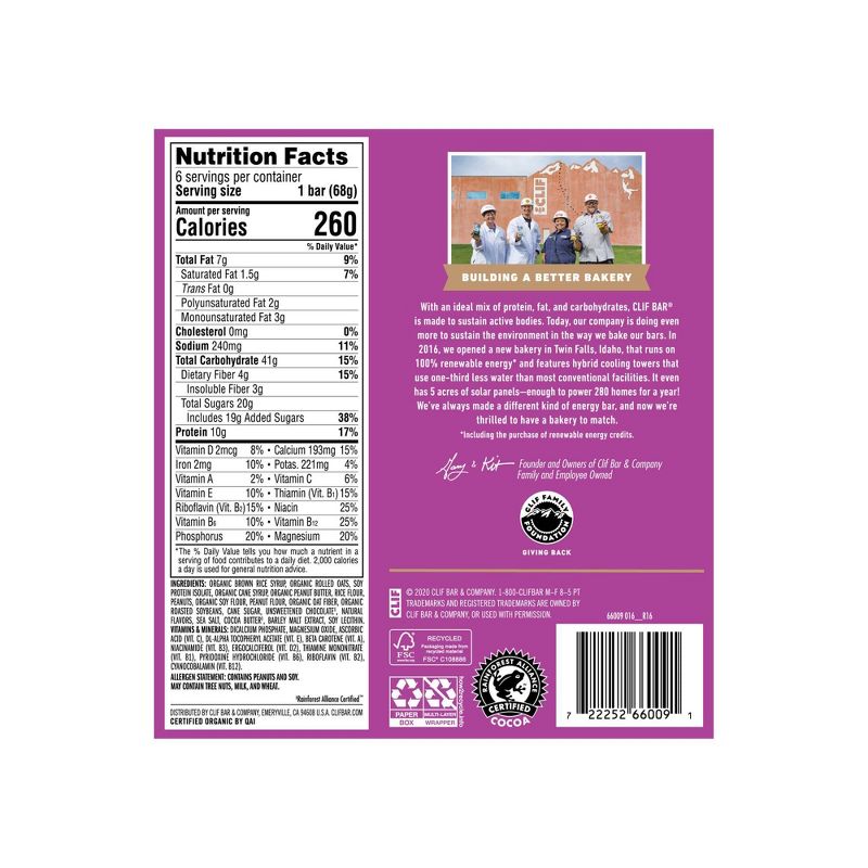 CLIF Bar Chocolate Chip Peanut Crunch Energy Bars - 6ct