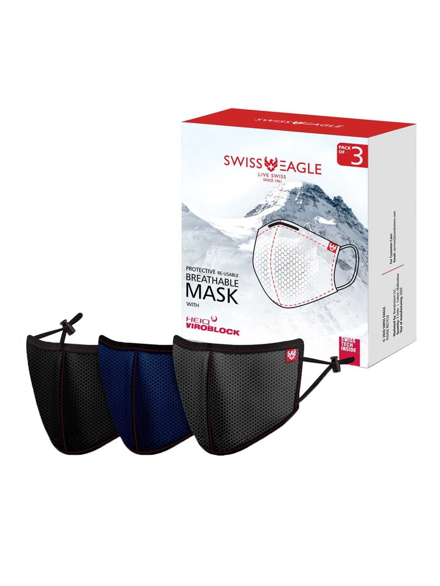 Swiss Eagle 6 Layered Reusable Face Mask - Pack of 3