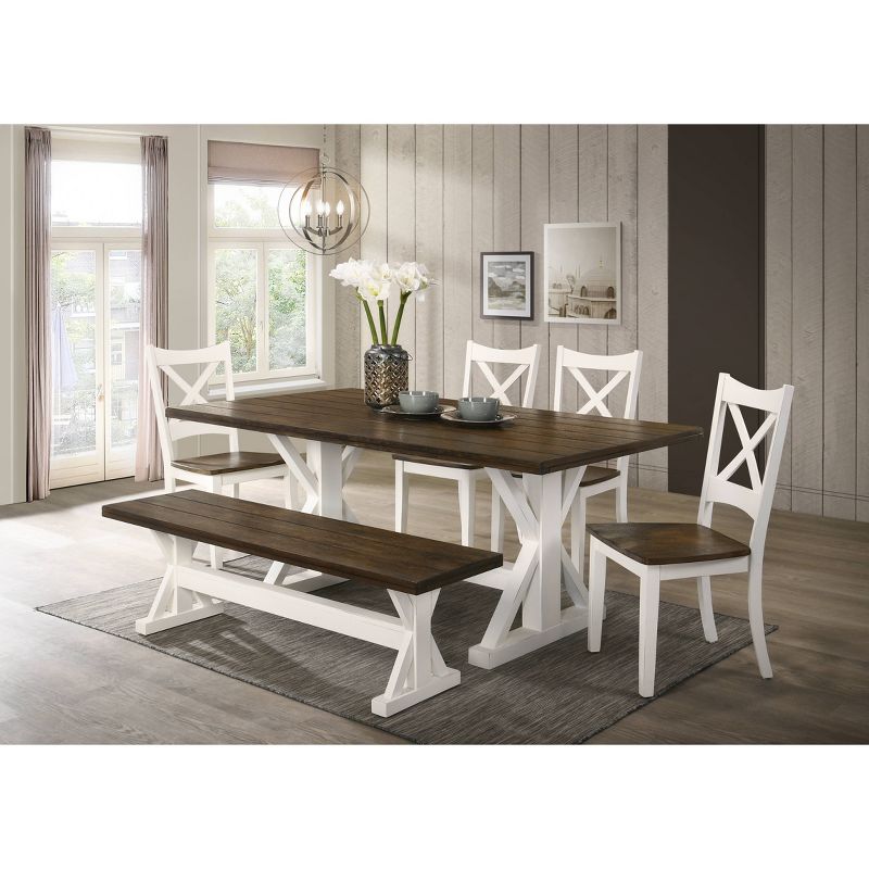 Lexington Dining Bench White/Brown - Lane Home Furnishings