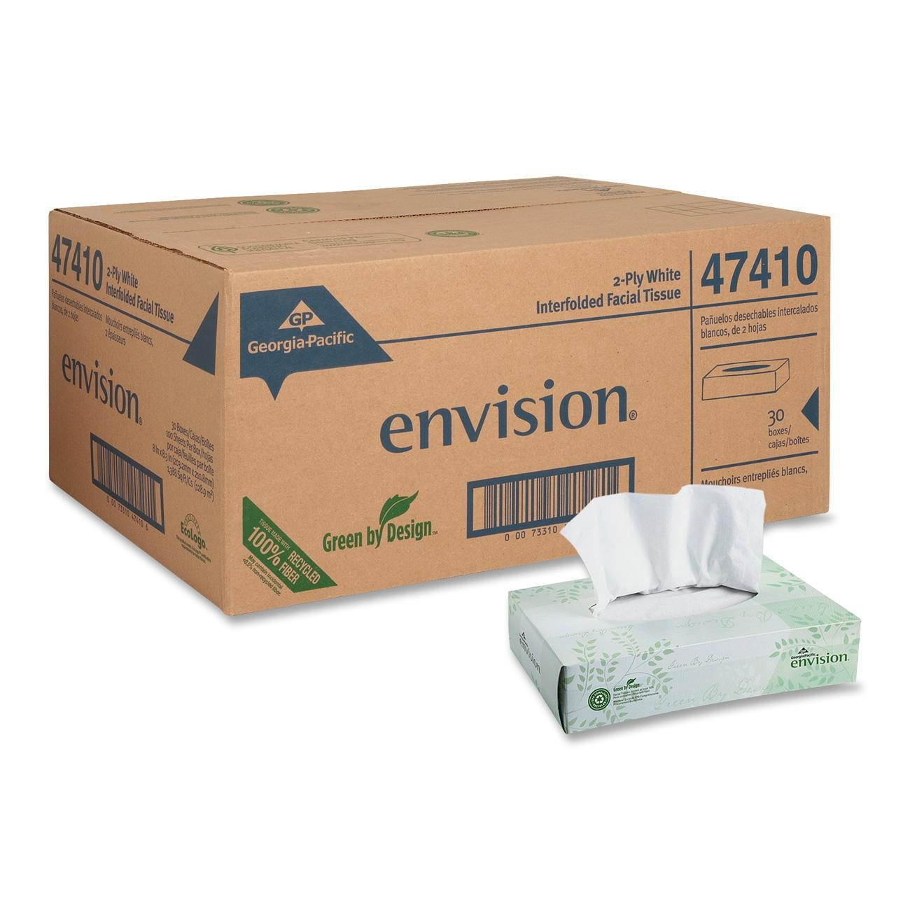 Georgia Pacific 47410 Envision Facial Tissue, 100/Box, 30/Carton