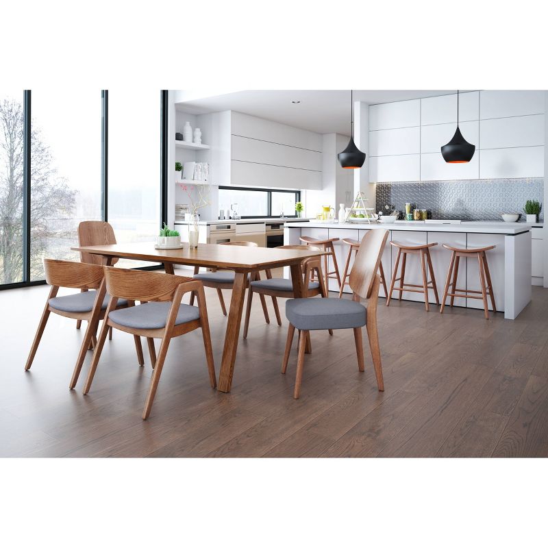 Set of 2 Retro Modern Curved Back Dining Chair Walnut/Light Gray - ZM Home