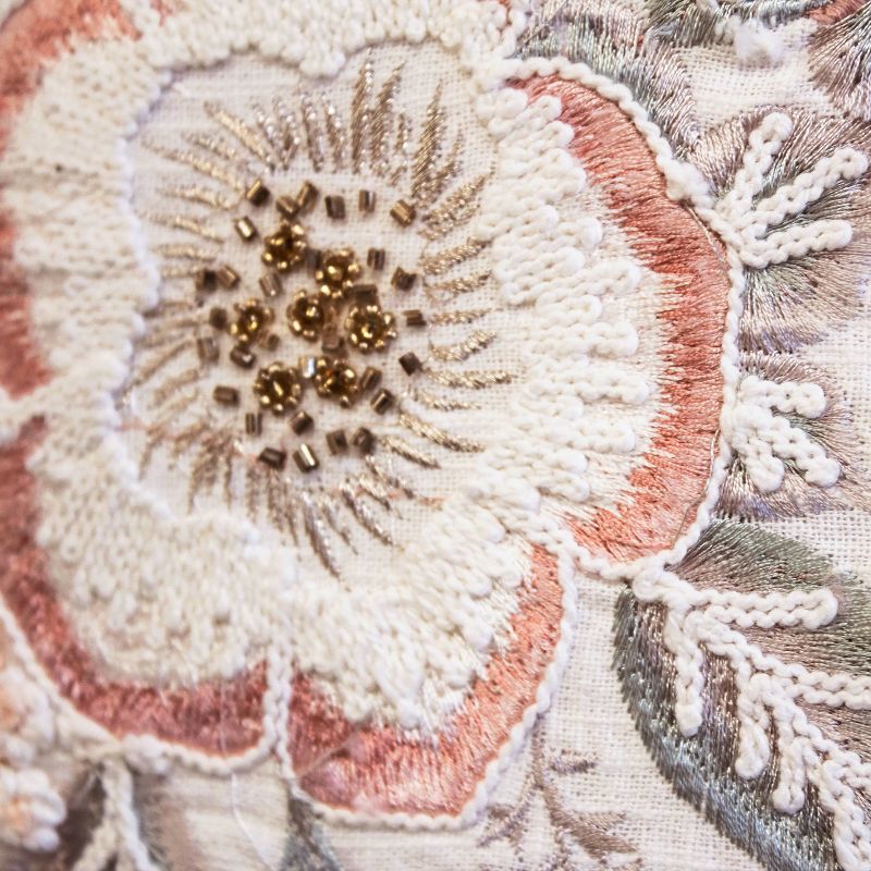 18"x18" Celebrations Floral Beaded "Love" Square Pillow Oyster/Pink - Edie@Home