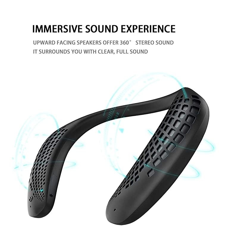 M110 Neckband Bluetooth Speakers Wireless Wearable Speaker True 3D Stereo Sound Portable Personal Speakers IPX5 Waterproof Bluetooth 50 Builtin Mic Comfortable and Durable Design Black