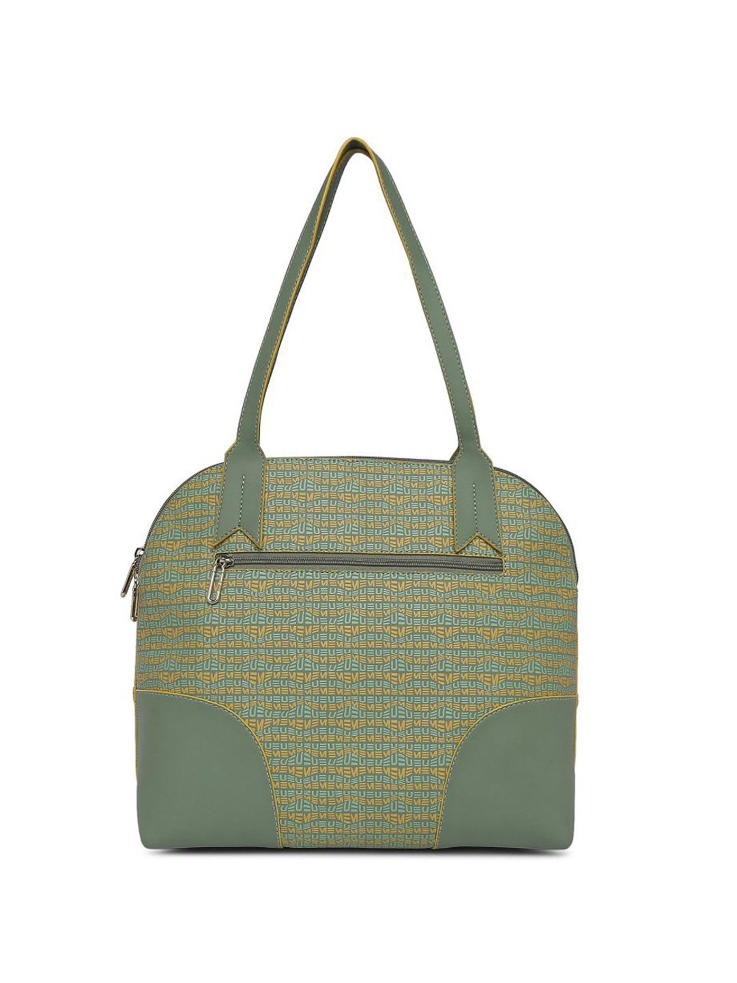 Eume Dragonfly Basil Green Leather Printed Shoulder Handbag