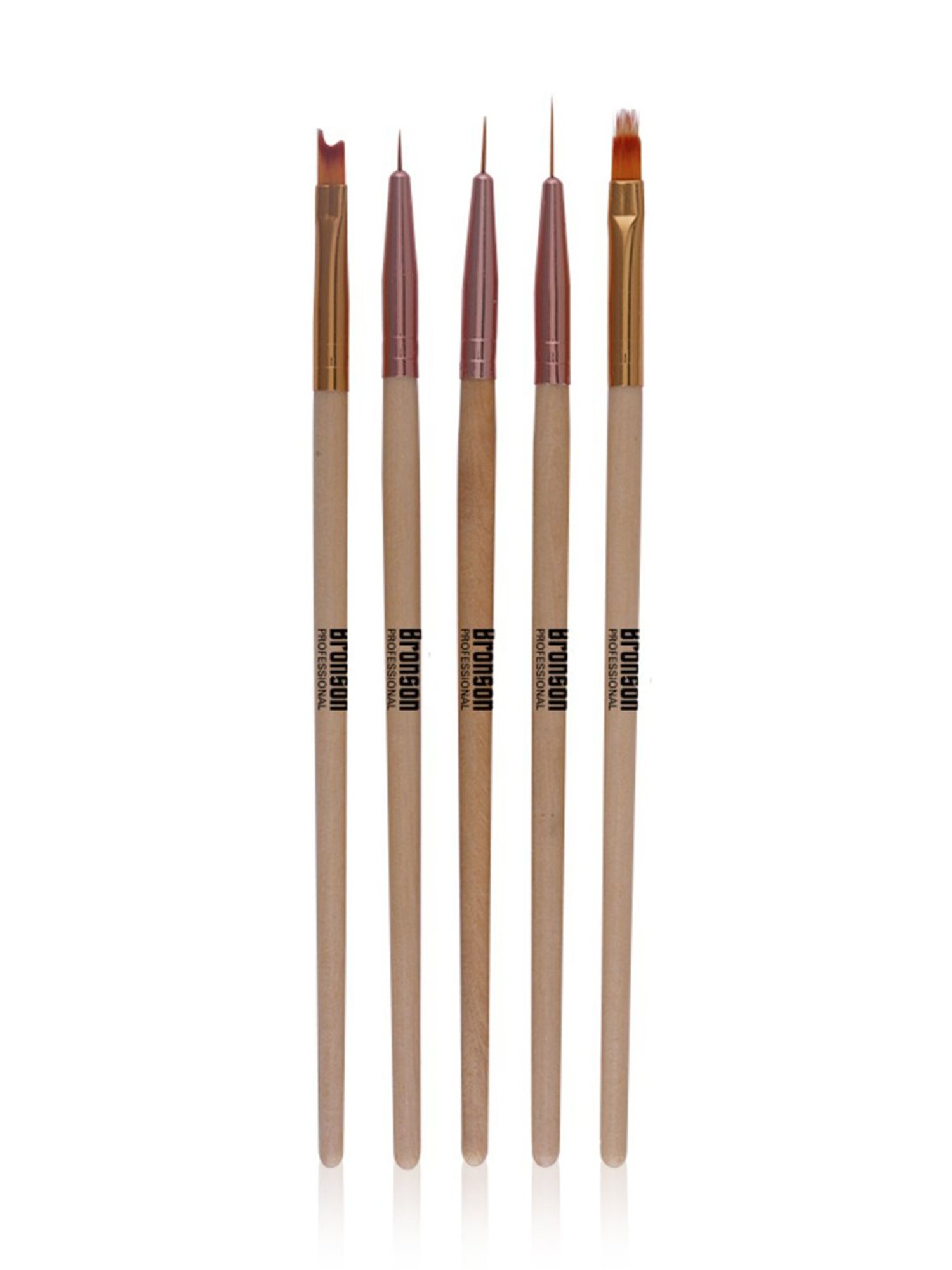 Bronson Professional Nail Art Ombre Brush & Gel Liner Brush Set - Pack of 5
