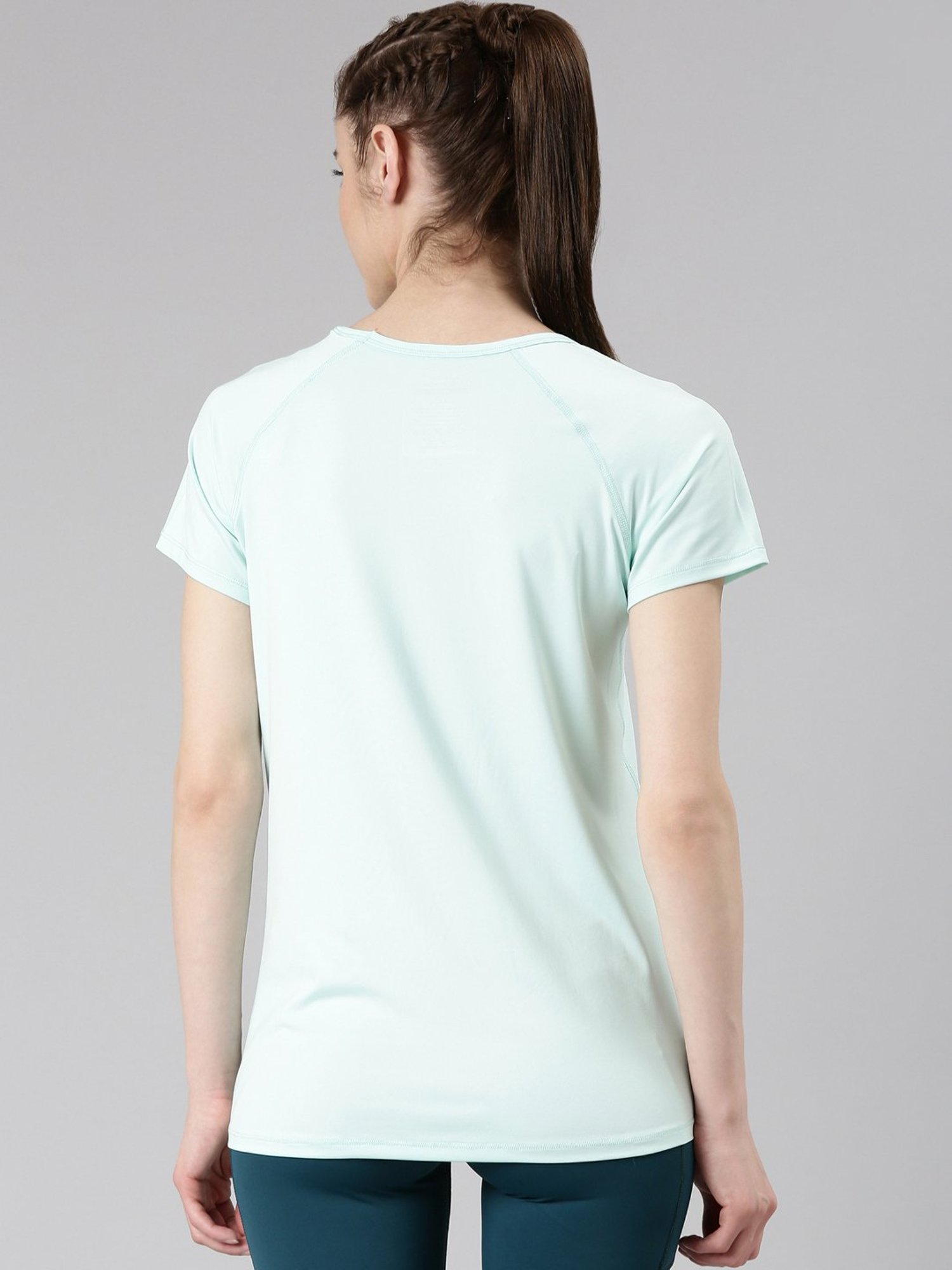 Enamor Sky Blue Graphic Print Sports T-Shirt