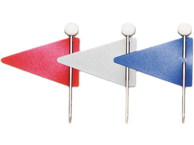GEM MF375 Map Flags, Plastic, Assorted, 1 1/16", 75/Box