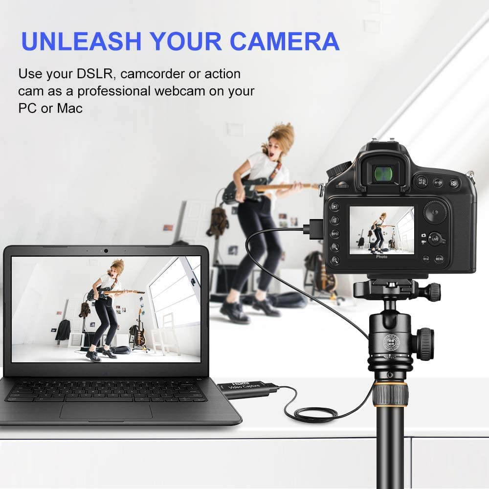 Capture Card, 4K Video Capture Cards HD 1080P Broadcast Live, Record via DSLR, Camcorder, Camera, PS4, Xbox one, Wii U, Nintendo Switch, Compact HDMI Capture Device