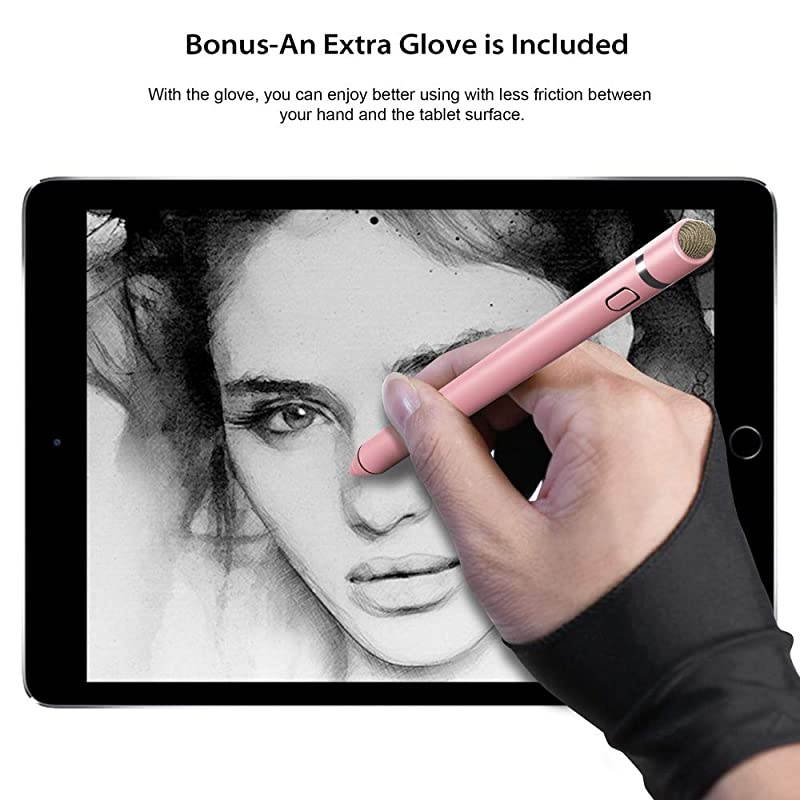 Active Stylus Compatible with Apple iPad  Stylus Pen for Touch Screens Rechargeable Capacitive 15mm Fine Point iPad Pen Tablets Stylus with Pen BagAntifriction Glove