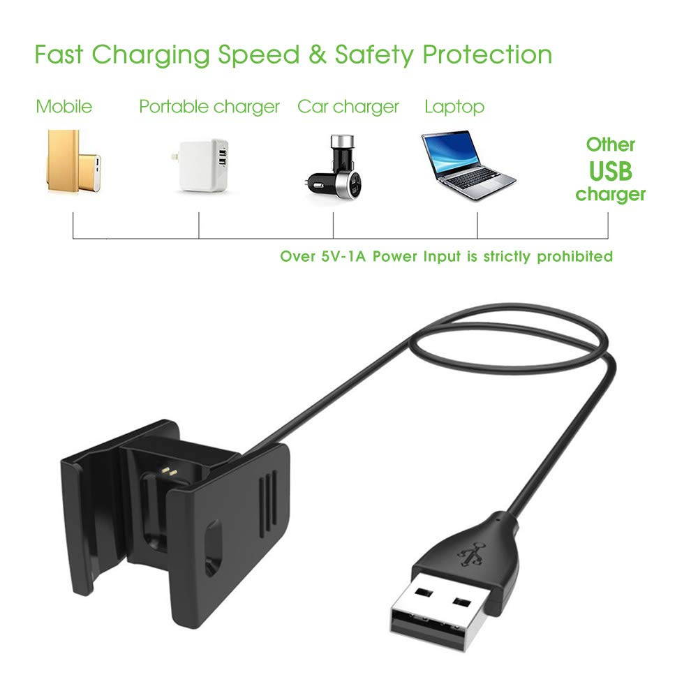 Werleo Fitbit Charge 2 Charger 2Pcs Replacement USB Charger Charging Cable for Fitbit Charge 2 with Cable Cradle Dock Adapter for Fitbit Charge 2 Smart Watch - 3.3 feet +1.6 feet