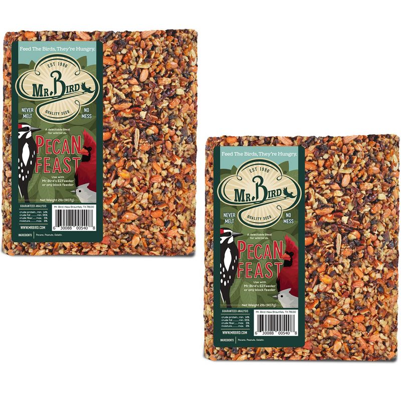 Home & Garden 7.38" Pecan Feast Large Cakes Set/2 Bird Feeding Pecan Woodpecker Mr Bird  -  Bird And Wildlife Food