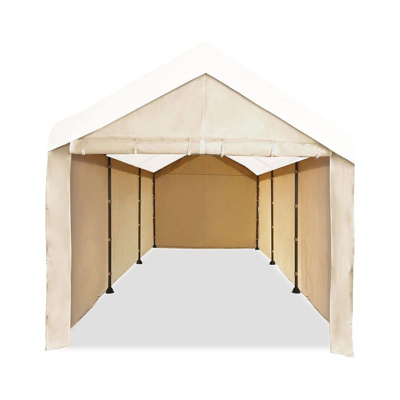 Costway Outdoor 2-Tier 10'x10' Gazebo Canopy Shelter Awning Tent Patio Garden Screw-free structure Brown