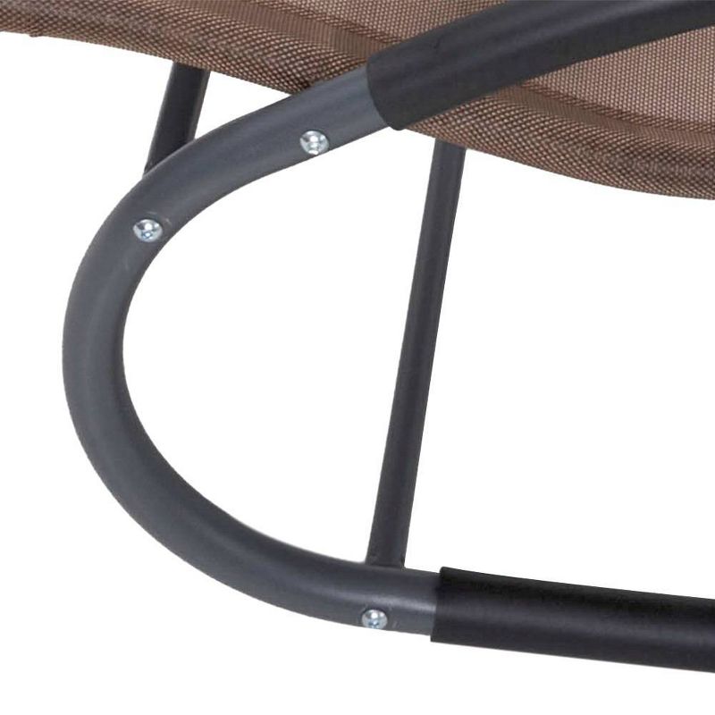 Outdoor Curved Rocker Chaise Lounge Chair with Pillow - Brown - Crestlive Products