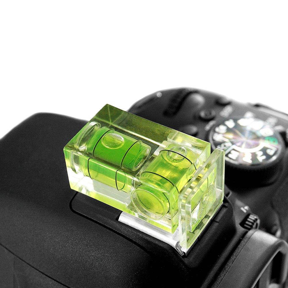 Camera Level Hot Shoe Bubble Level Hot Shoe Cover w/Standard Shoe Mount for Sony A6000 A6300 Canon Nikon Panasonic [Combo Pack -2 Axis and 1 Axis]