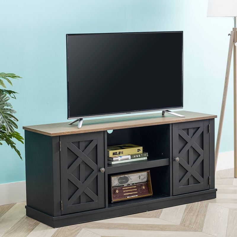 54" TV Stand For TVs up to 60" Charcoal - Home Essentials