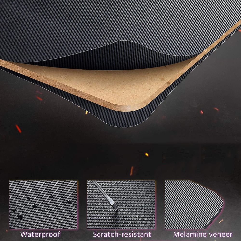 Gaming Desk, 47 Inch Gaming Tables, Z Shaped Home Office PC Computer Table, Black Gamer Workstation with 2 Cable Management Holes, Large Gaming Surface (Black)