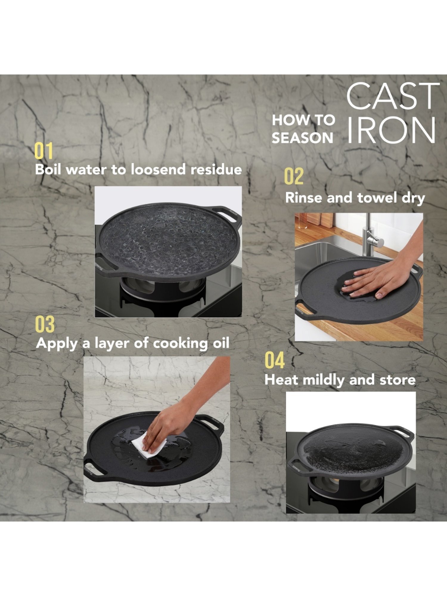 Sumeet Pre Seasoned Heavy Weight Cast Iron Flat Dosa Tawa,Induction Friendly, 30cm, Weight-3.070Kg