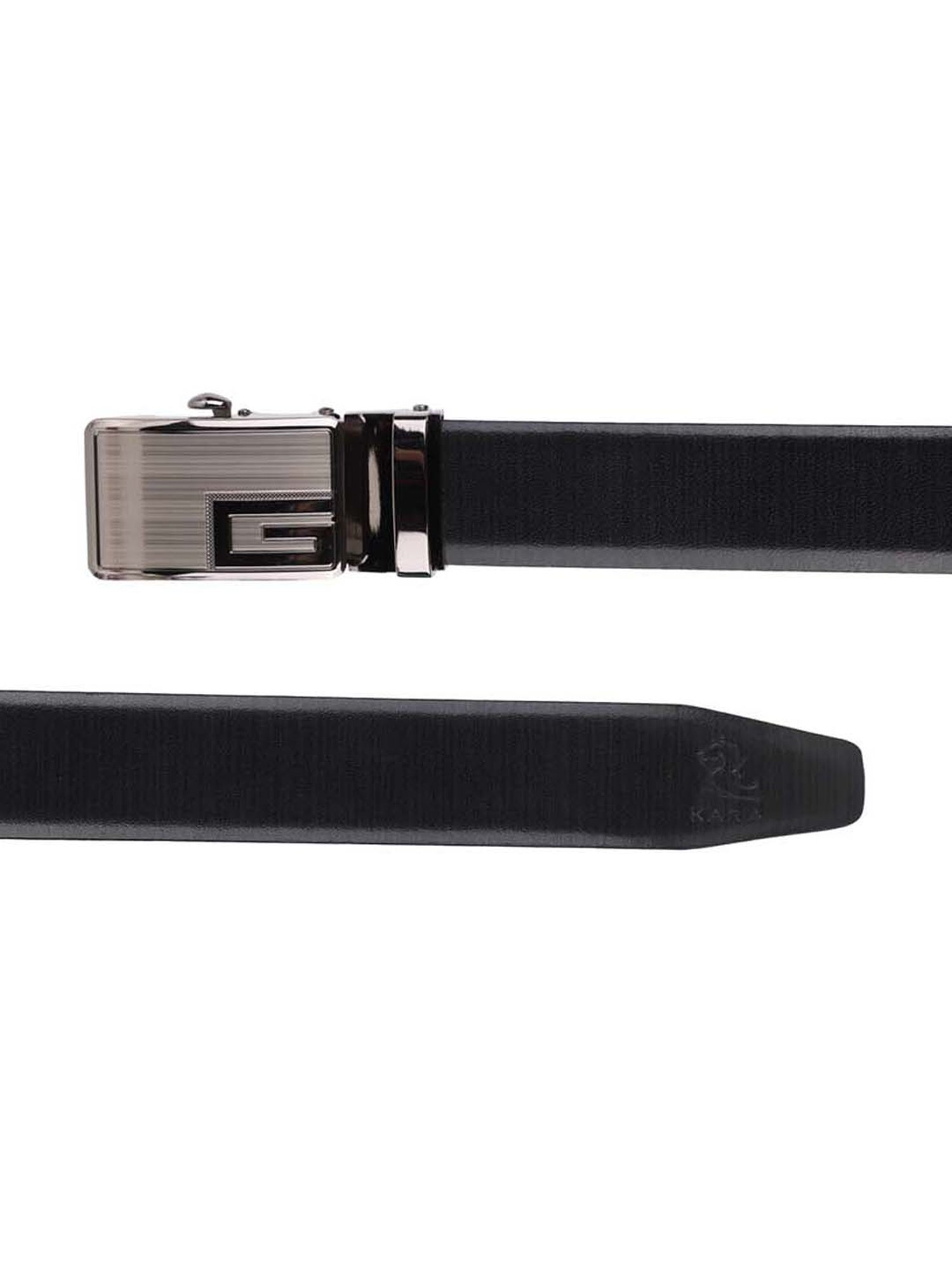 Kara Black Faux Leather Reversible Belt  for Men