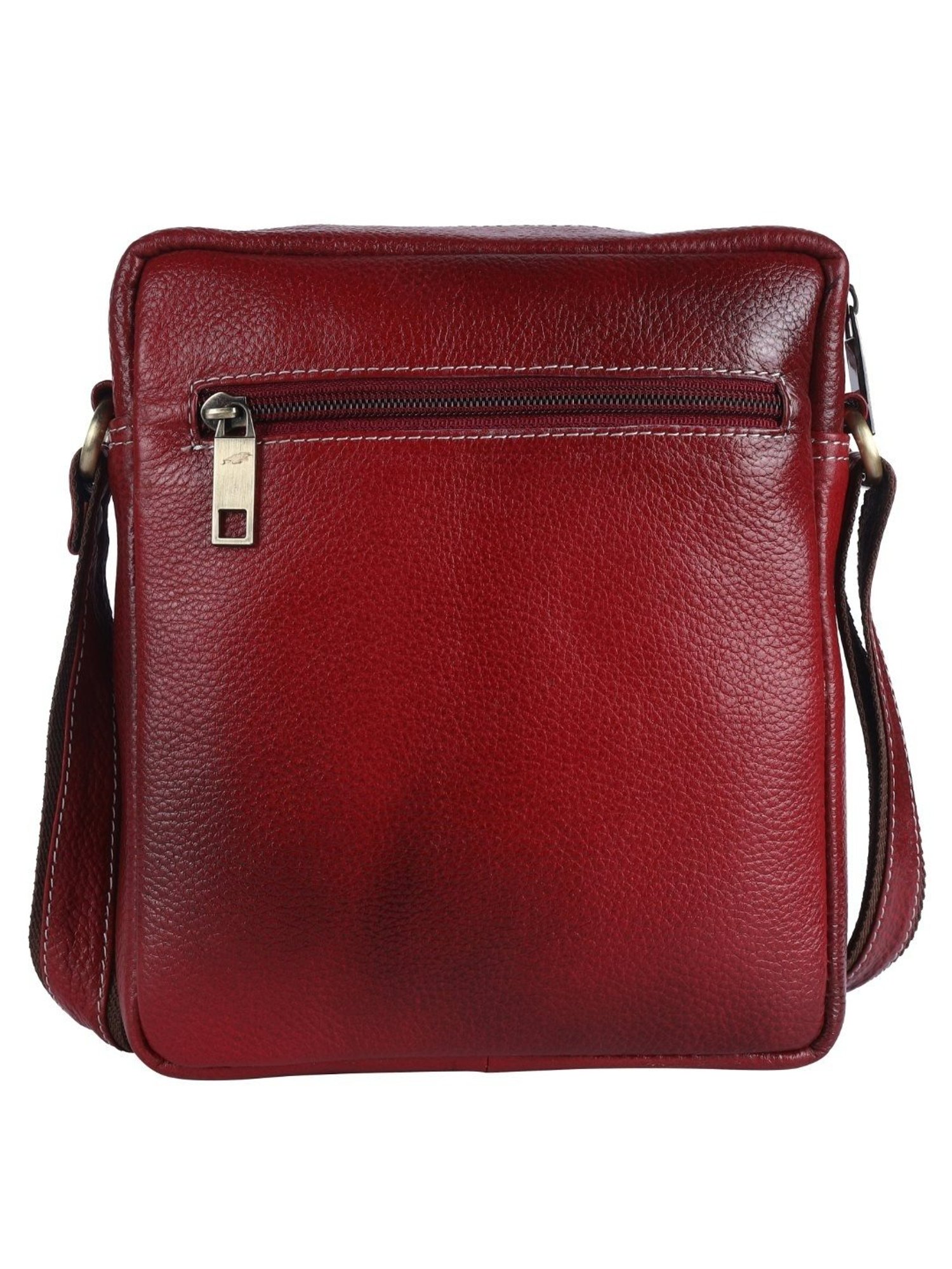 HiLEDER Maroon Textured Medium Leather 8 inch Cross Body Bag