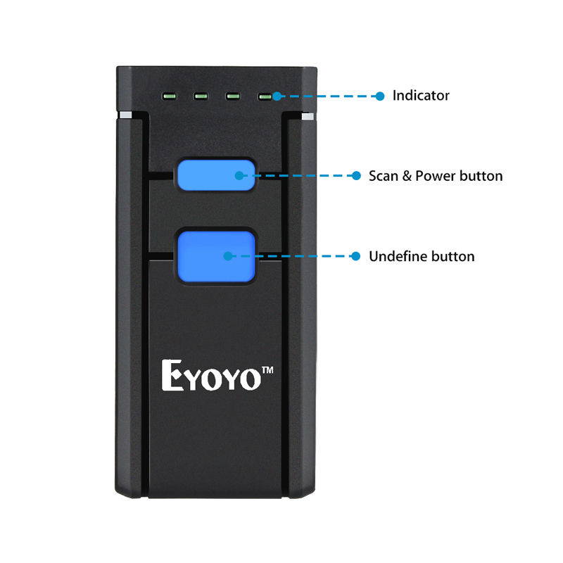 Eyoyo Portable 1D Bluetooth Wireless Barcode Scanner Support Windows Android iOS