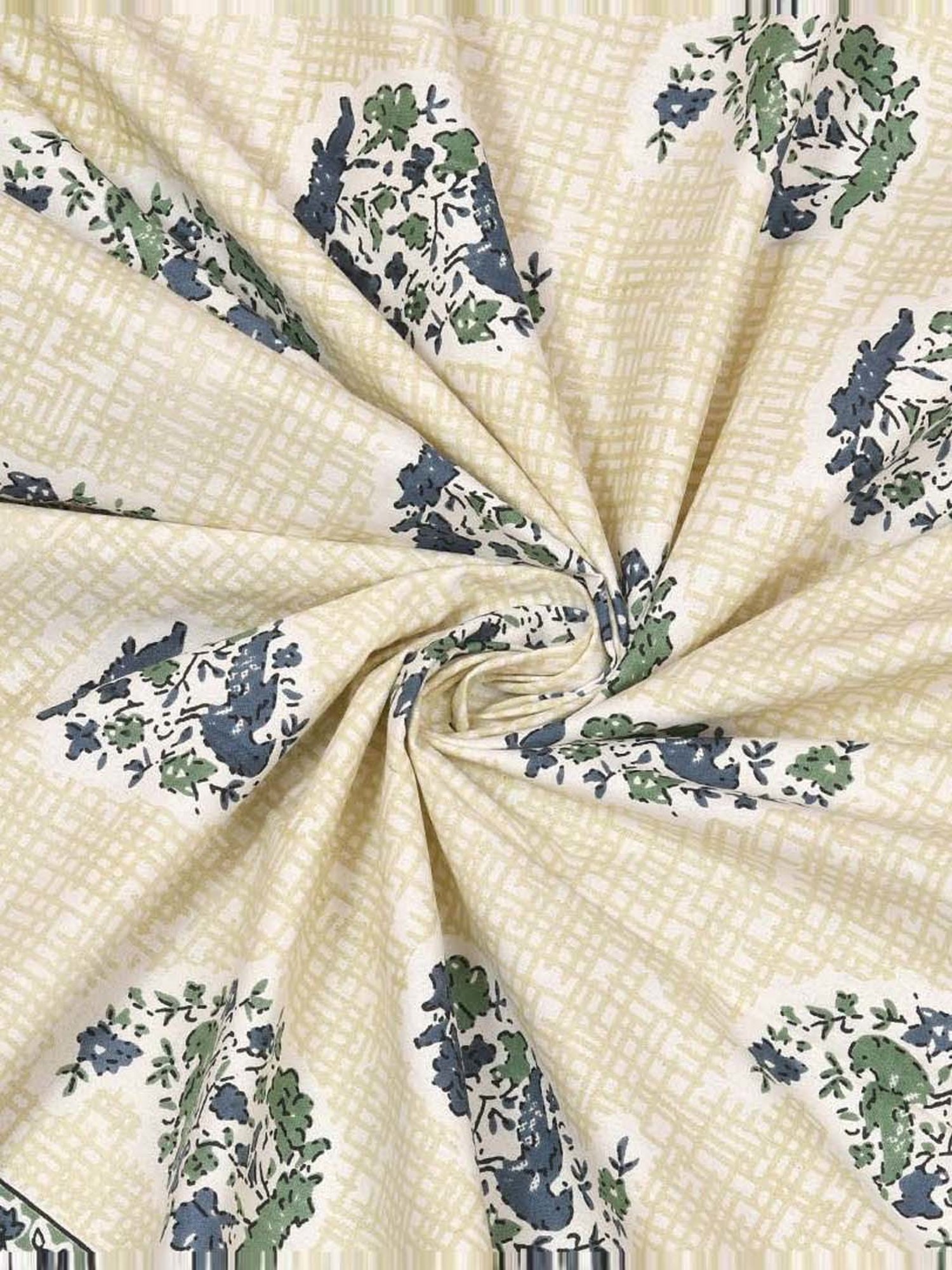 Bella Casa Ethnic Collection Blue Cotton 180 TC Bedsheet with 2 Pillow Covers