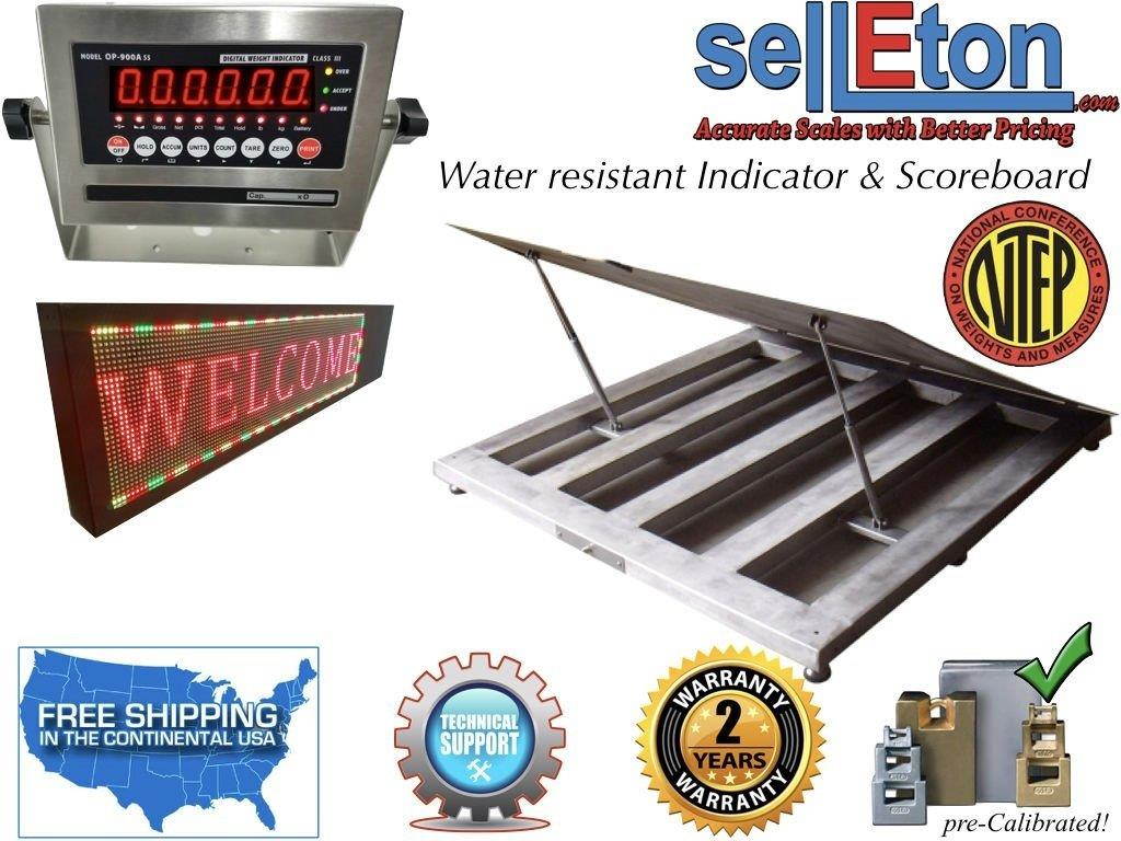 NTEP 48" x 48" 4' Wash down Lift-Top Stainless Steel Floor Scale 5000 lbs