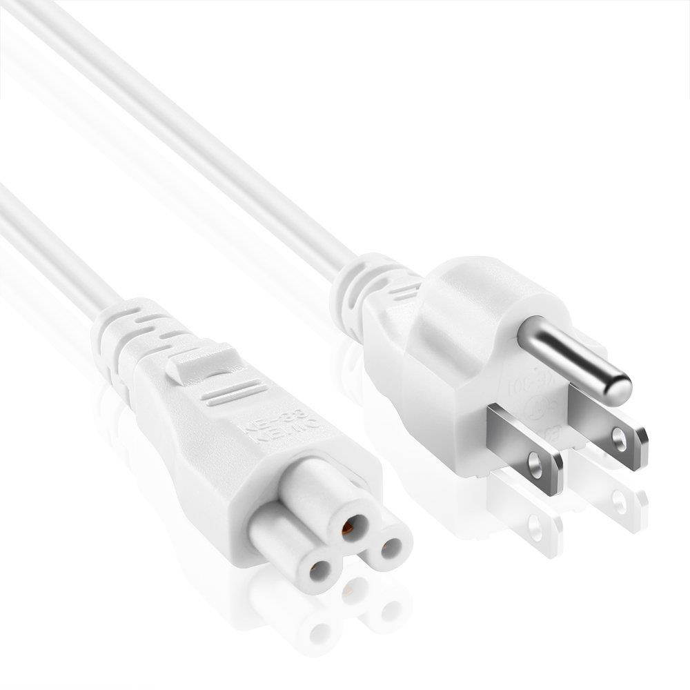 TNP Universal Power Cord - IEC320 C5 to NEMA 5-15P 3-Prong Mickey Mouse Power Extension Cable Wire Connector Socket Plug Jack For Laptop Notebook AC Supply Adapter Charger Wall Outlet (12FT, White)