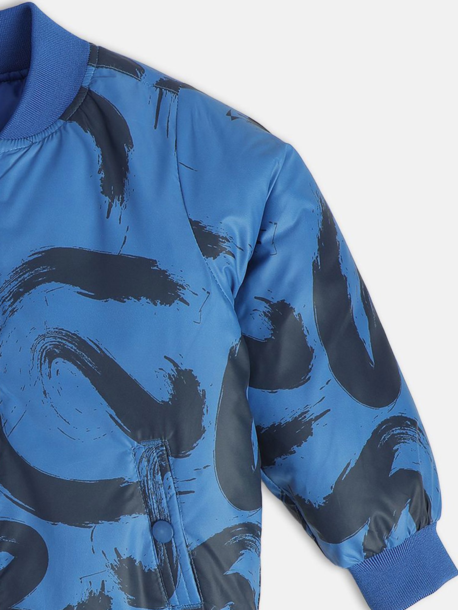 MINIKLUB Boys Blue Cotton Printed Full Sleeves Jacket