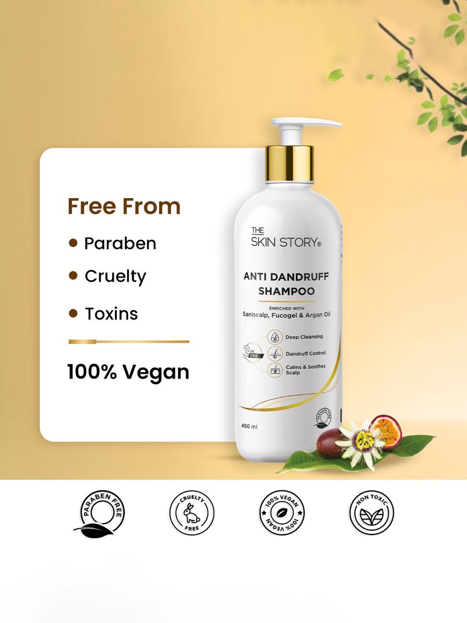 The Skin Story Saniscalp & Argan Oil Anti Dandruff Shampoo - 450 ml