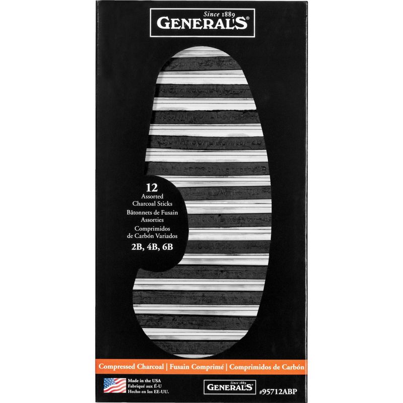 General's Pencil Compressed Charcoal Assortment, Black, set of 12