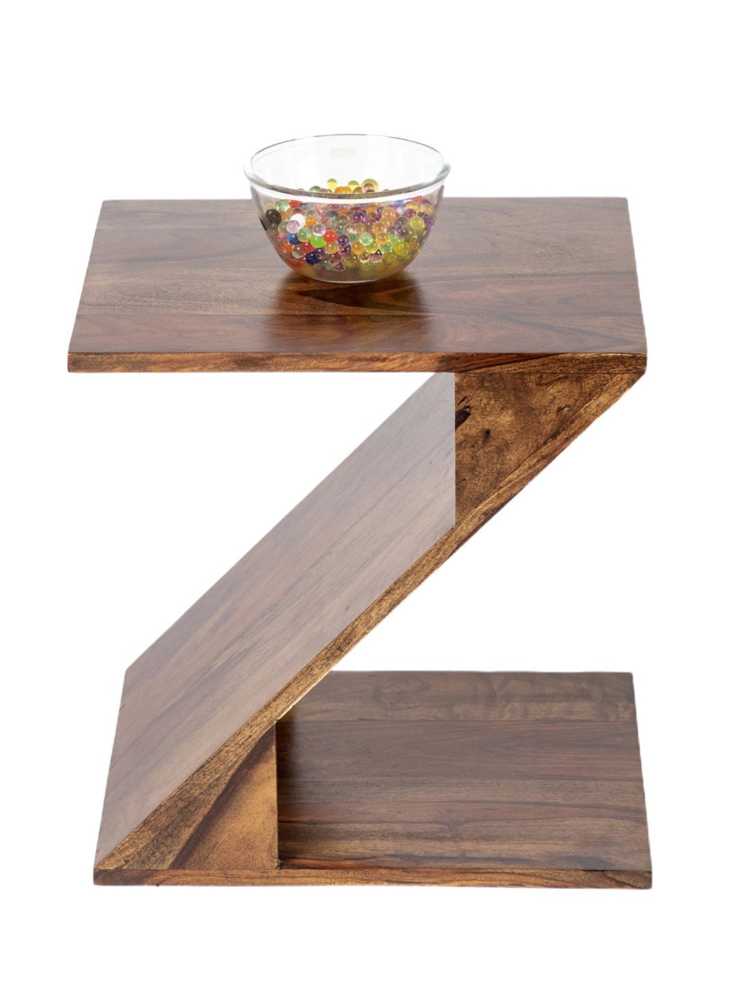 Ikiriya Berlin Brown Wood Bedside End Table Teak Finish