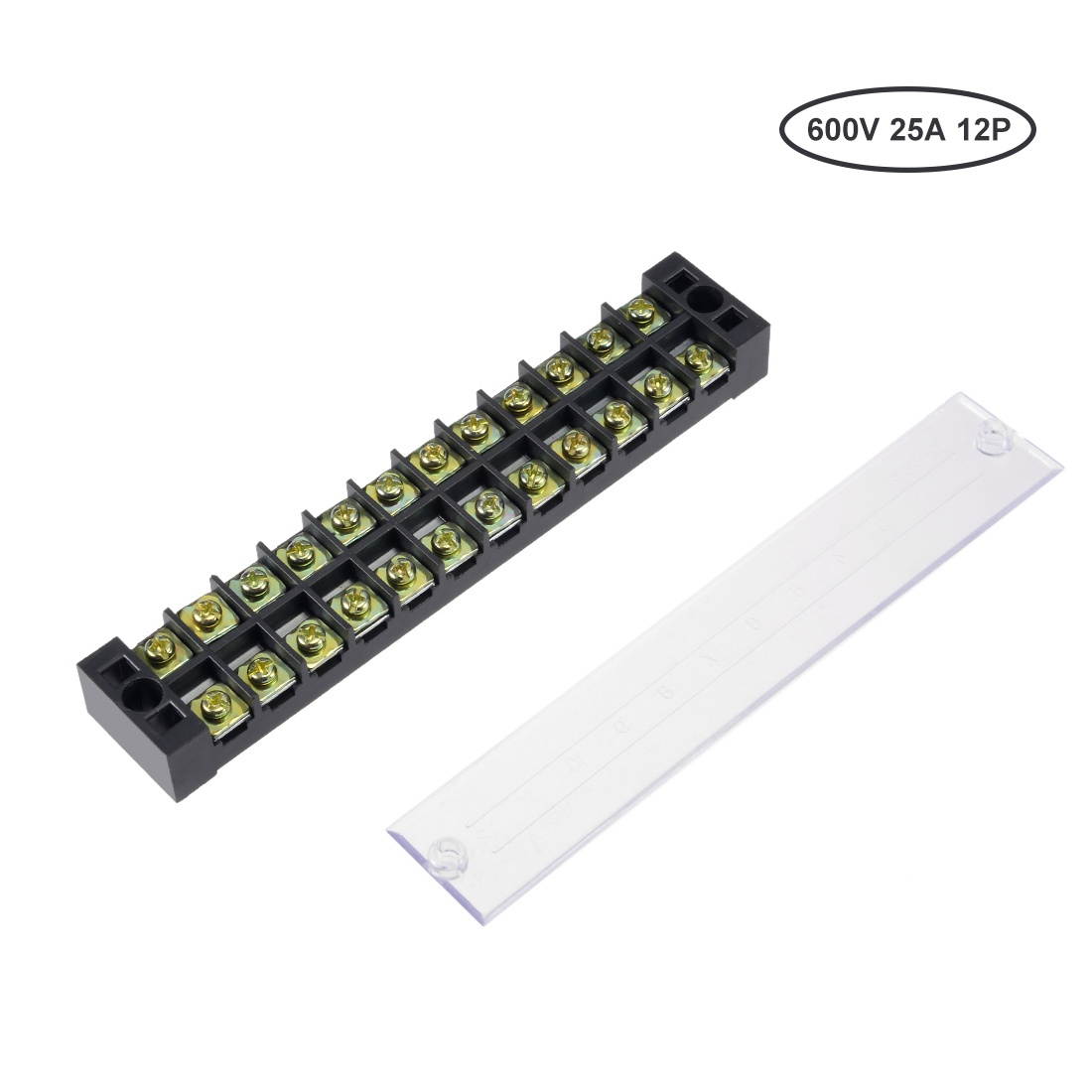 2Pcs Dual Rows 12 Positions 600V 25A Cable Barrier Block Terminal Strip TB-2512L